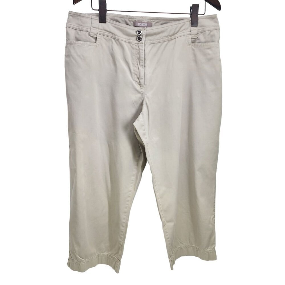 Chico's Khaki‎ Cropped Pants Women's Size L / 14